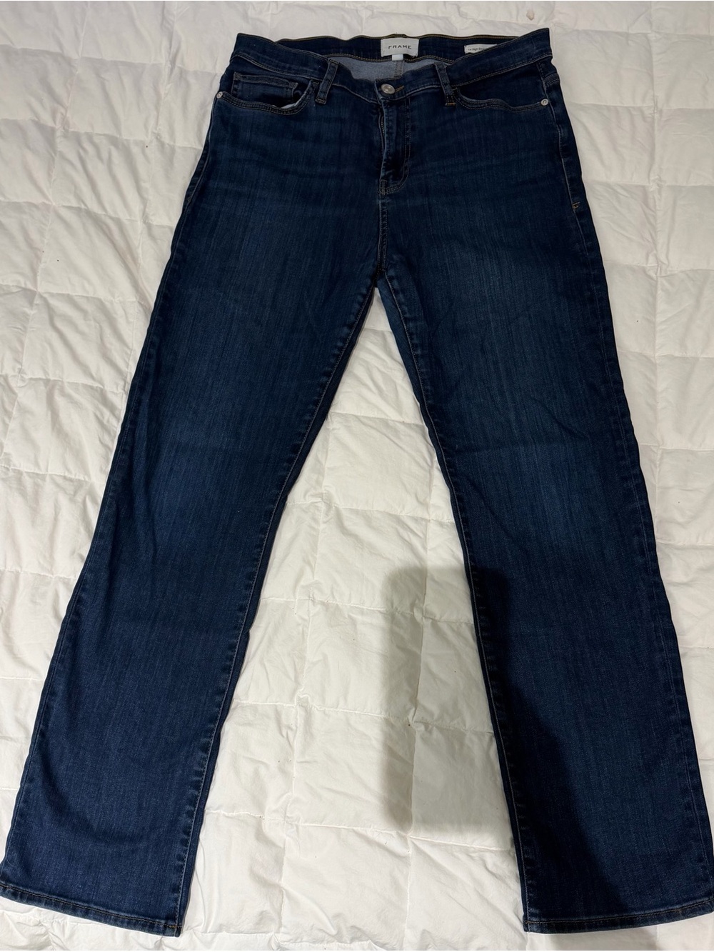Dark Indigo Straight Jeans - Le High Straight Tall by FRAME